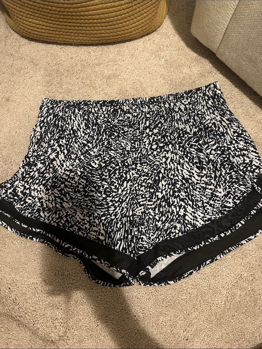 lululemon athletica Black and White Abstract Print Athletic Shorts